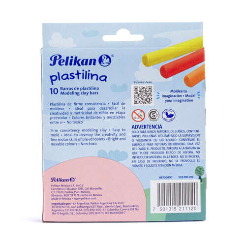 Plastilina caja con 10 barras colores surtidos  Pelikan Mxico